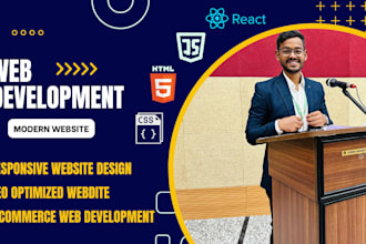 develop a responsive website using HTML, CSS, js, and react
