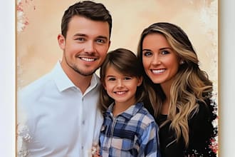 create custom family portrait, personalised couple portrait