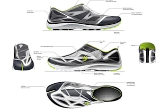 create shoe, boots, slide design and render for brand, industry, manufacture