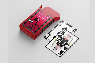 design 52 custom playing card deck and poker cards or board games, tuck box