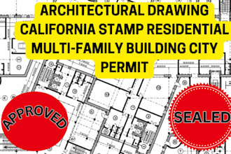 do california stamp, 2d drawings and floor plans for city permit