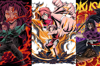 draw custom anime t shirt design cartoon streetwear merch logo fanart