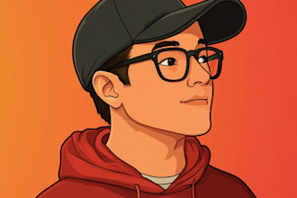 draw a minimalist cartoon style avatar, profile photo
