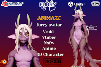 vrchat avatar furry avatar anime nsfw vr character vrc avatar vroid 3d model vrm