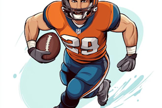 draw cartoon or vector art sport illustration fantasy football player