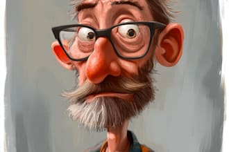 draw funny cartoon character, caricature, logo, portrait
