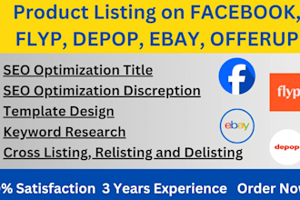 drafts, list, cross list product on facebook, ebay, flyp, depop, offerup