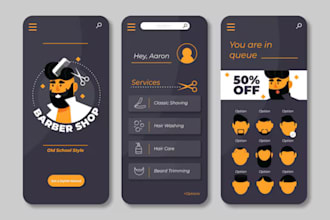 design your beauty app, salon app, barber app, massage and spa app on figma