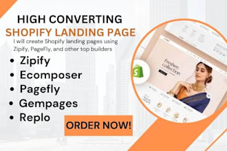 create one product shopify landing pages using zipify, pagefly, and top builder