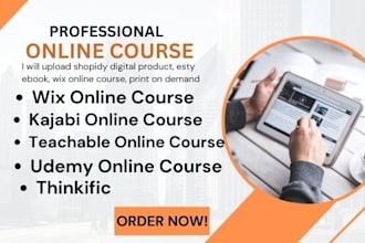 upload shopify digital product, esty ebook, wix online course, pod