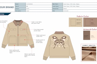 create fashion clothing tech pack and fashion flats
