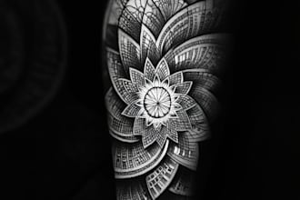 create sleeve tattoo design in geometric style