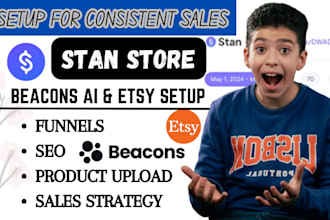 setup your stan store beacons and etsy shop for digital product sales and income