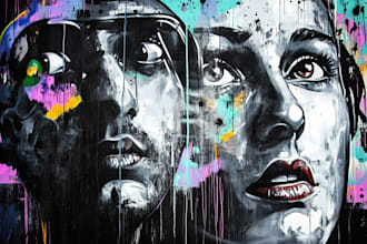 illustrate amazing custom graffiti, wall arts or murals