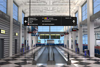 design 3d seaport,industrial site,interior airport,retail store,car park,showrom
