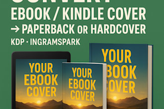 convert ebook cover, kindle cover to paperback or hardcover for KDP, ingramspark