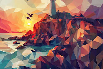 draw any geometric low poly illustrations