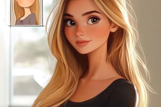 draw a portrait in semi realism disney cartoon style