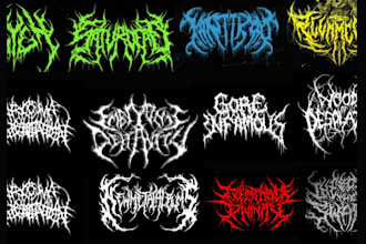 create black, death metal, grindcore deathcore band logo