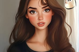 draw you a beautiful portrait in disney cartoon style