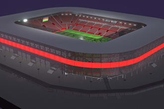 remodel golf simulator space,sport arena,soccer field,padel court,cgi render,skp