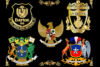 do a vintage coat of arms, emblem, family crest or heraldic logo