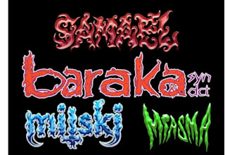 create death, black metal, grindcore, hardcore band logo