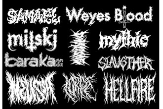 create death, black metal, grindcore, hardcore band logo