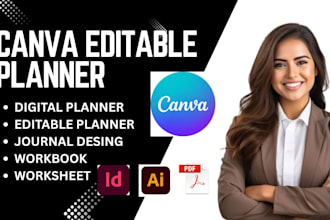 design editable planner printable worksheet workbook journal digital on canva
