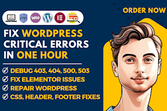 repair wordpress, fix elementor issue, debug critical error and 403 404 500 503