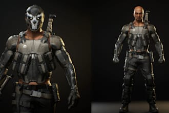 sculpt 3d action posed character, rig to pose,3d armor sci fi mech, robot, daz3d
