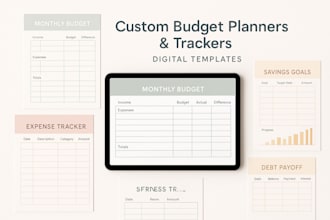 design custom budget planners,financial trackers, savings or expense templates