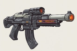 create 3d weapon illustration for gaming
