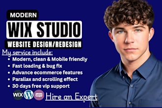 design or redesign wix studio business site or wix ecommerce website, wix velo