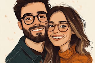 create couple  portrait illustration for you