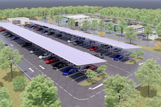 redesign 3d charging station,render 3d gas station, parking garage,3d auto malls
