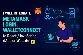 integrate metamask login, wallet connect to react or javascript dapp or website