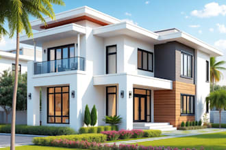 design, 3d render house exterior 3d commercial building architectural rendering