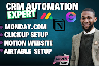 setup automation monday CRM airtable clickup notion trello asana typeform