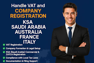 vat and company registration, ksa in saudi arabia, and australia, poland, italy