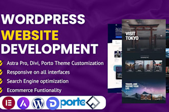 do wordpress website customization for porto, divi, astra pro, flatsome theme
