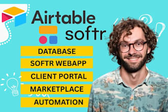 airtable softr webapp expert, airtable database, marketplace, client portal, mvp