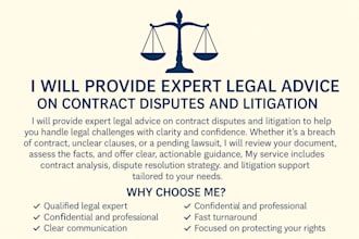 provide legal advice on contract disputes and litigation