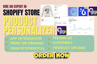 setup shopify store product personalizer print on demand teeinblue zepto zakeke