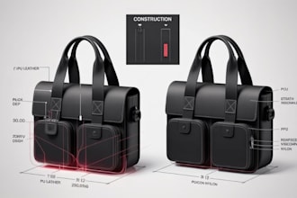 design your bag, handbag, backpack luggage wallet and make a tech pack