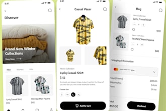 build shopping app, ecommerce app, online store app, product catalog app