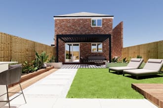 design modern villa garden,high resolution rendering,outdoor patio,roof terrace