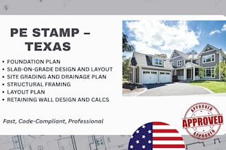 stamp and review foundation slab site grading structural plan for texas permit