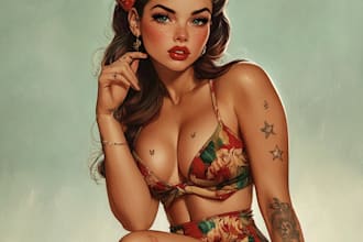 draw a pin up girl and pin up girl