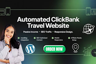 build an automated clickbank travel affiliate website for passive income and SEO